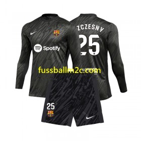 Fußballtrikots FC Barcelona Wojciech Szczesny 25 Torwart Kinder Auswärts Trikotsatz 2024-2025 Langarm
